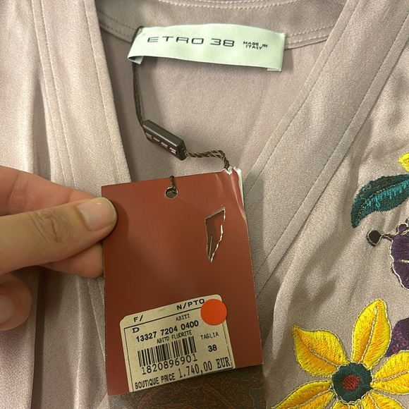 Etro Midi Dress Embellished with a Wrap-Effect in Satin & Sz38 NWT - Picture 9 of 9